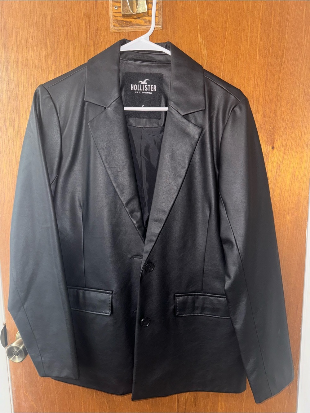 Hollister Black Faux Leather Blazer Jacket